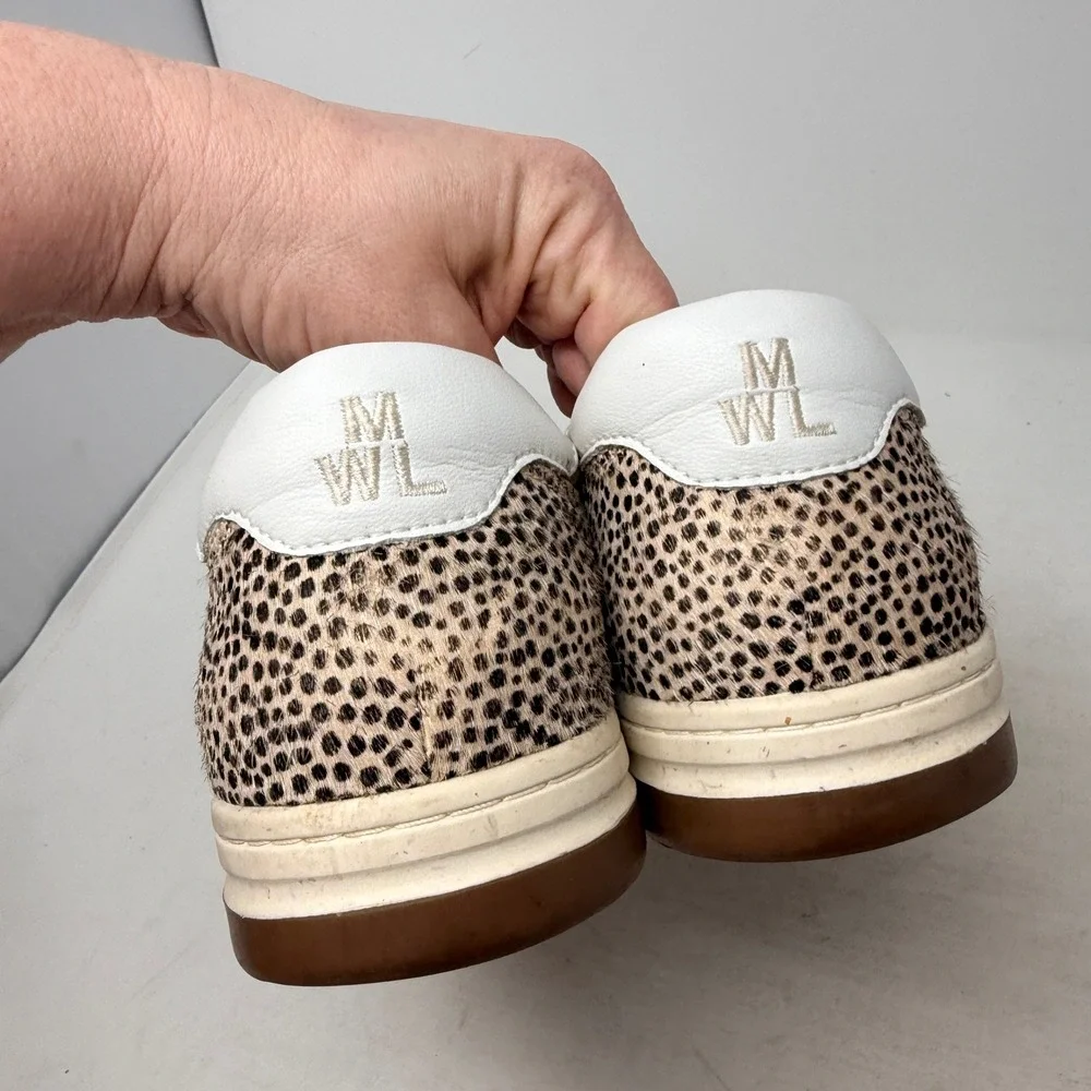 Madewell Court Sneakers 9.5 White Leather Cheetah Real Calf Hair Low Top‎